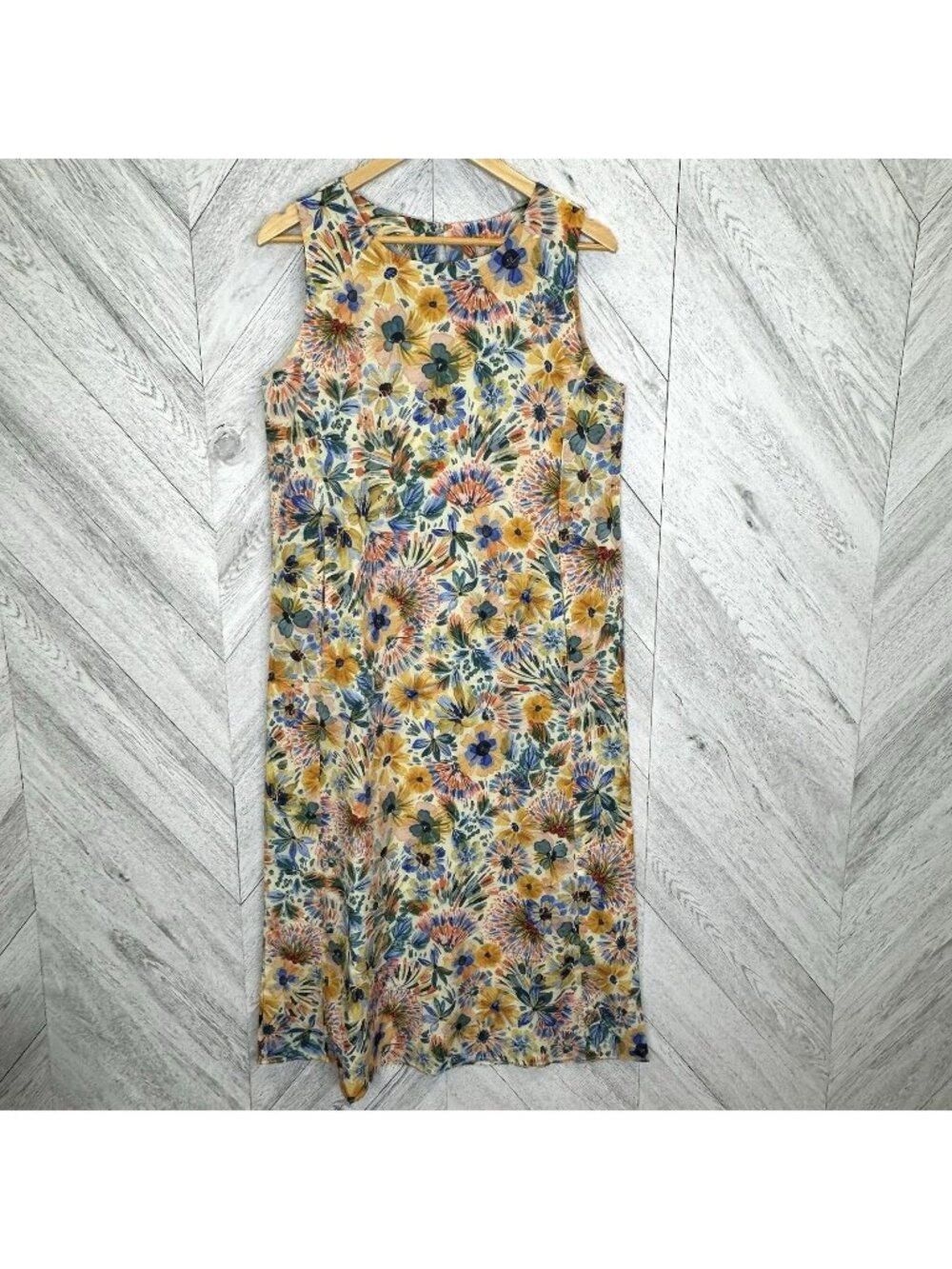 RipSkirt Hawaii Floral Maxi Dress Womens Medium Sundress Pockets Tropical Resort